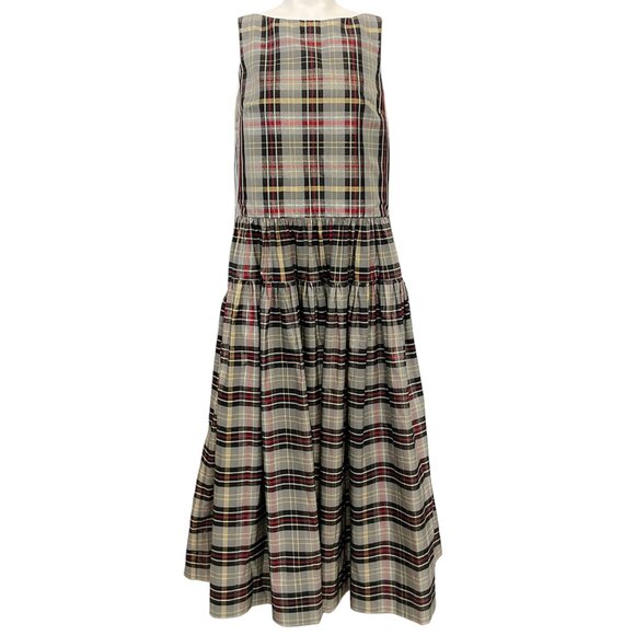 Molly Goddard Black / Gold Plaid Sleeveless Dress - Picture 1 of 4